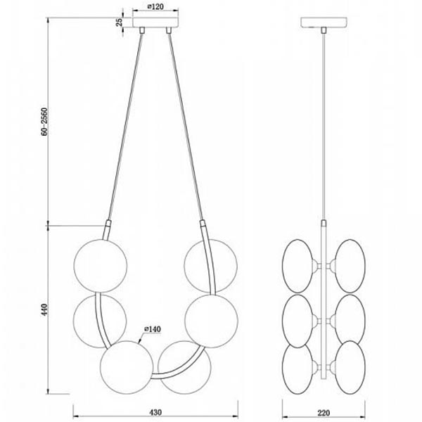 Люстра Marcan 6 Ball Chandelier Black в Самаре