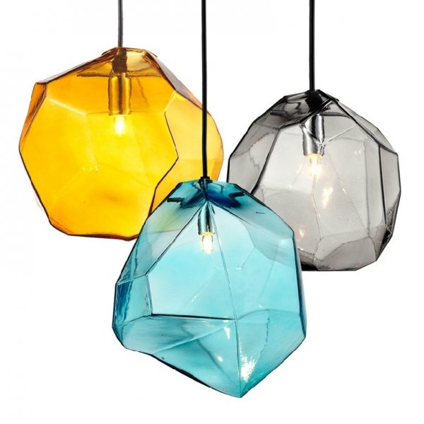 Подвесной светильник Color Ice Cube Pendant Янтарь (Amber) Светло-голубой Серый (Gray) в Самаре | Loft Concept 