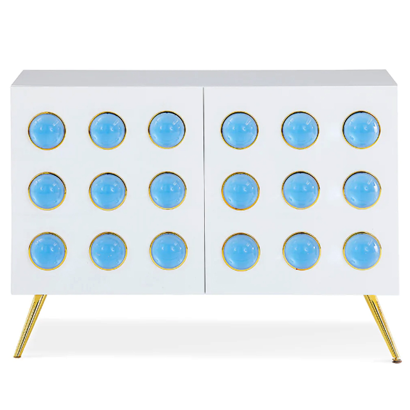 Буфет Jonathan Adler Globo Lucite Cabochon Cabinet Белый Золотой Голубой в Самаре | Loft Concept 