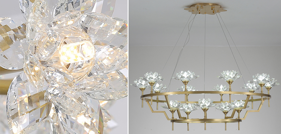 Большая Люстра Хрустальные Цветы Лотоса Lotus flower Clear Glass lamp 15 Большая Люстра Хрустальные Цветы Лотоса Lotus flower Clear Glass lamp 15 - Loft-Concept в Самаре
