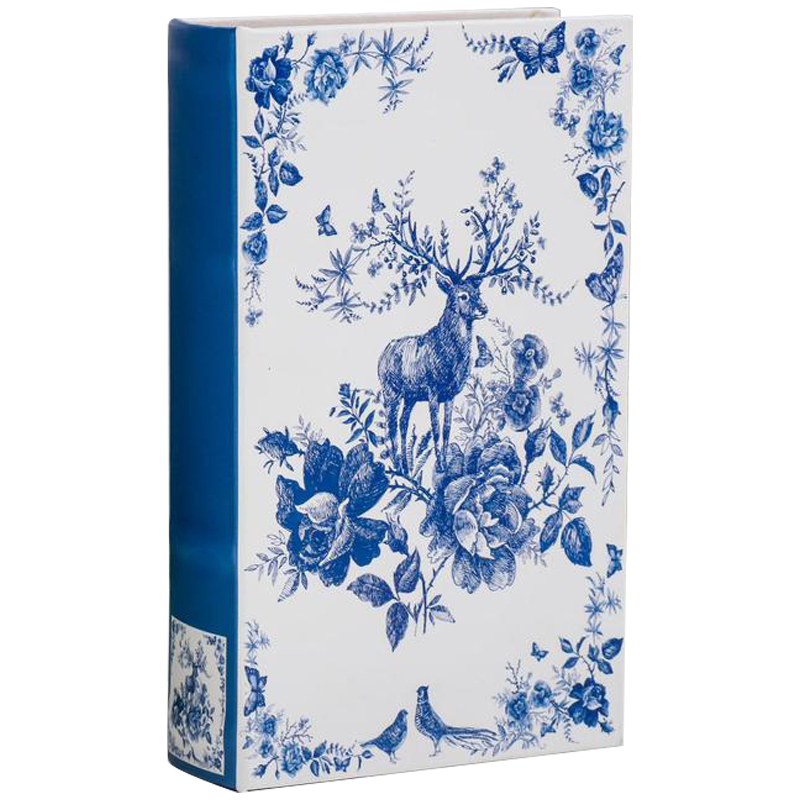 Шкатулка-книга с сейфом Deer and Blue Flowers Book Box Белый Синий в Самаре | Loft Concept 