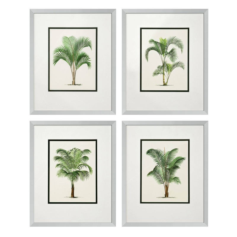 Комплект постеров Eichholtz Prints Palms set of 4 Белый Зеленый Серебряный в Самаре | Loft Concept 