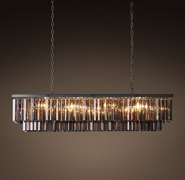 Люстра RH 1920s Odeon Smoke Glass Fringe Black iron 125 Черный в Самаре | Loft Concept 