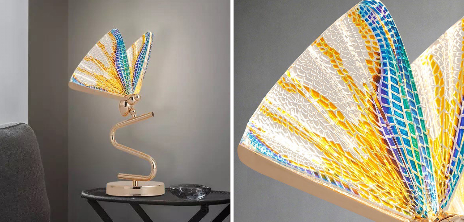 Ночник с Бабочкой Butterfly Colored glass Table Lamp J - фото