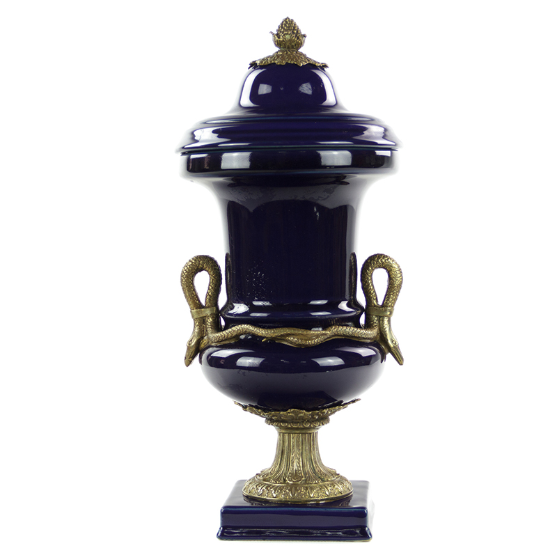 Ваза Selenia Blue Vase Bronze Serpents Синий Бронза в Самаре | Loft Concept 