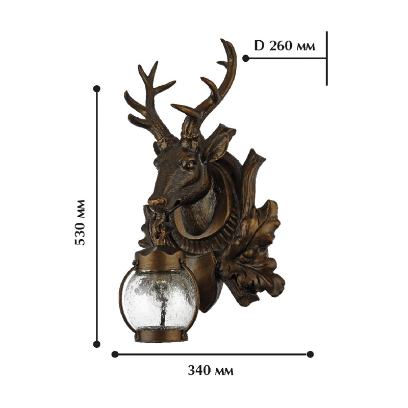Темно-коричневый уличный светильник с головой оленя ANIMAL LANTERN в Самаре