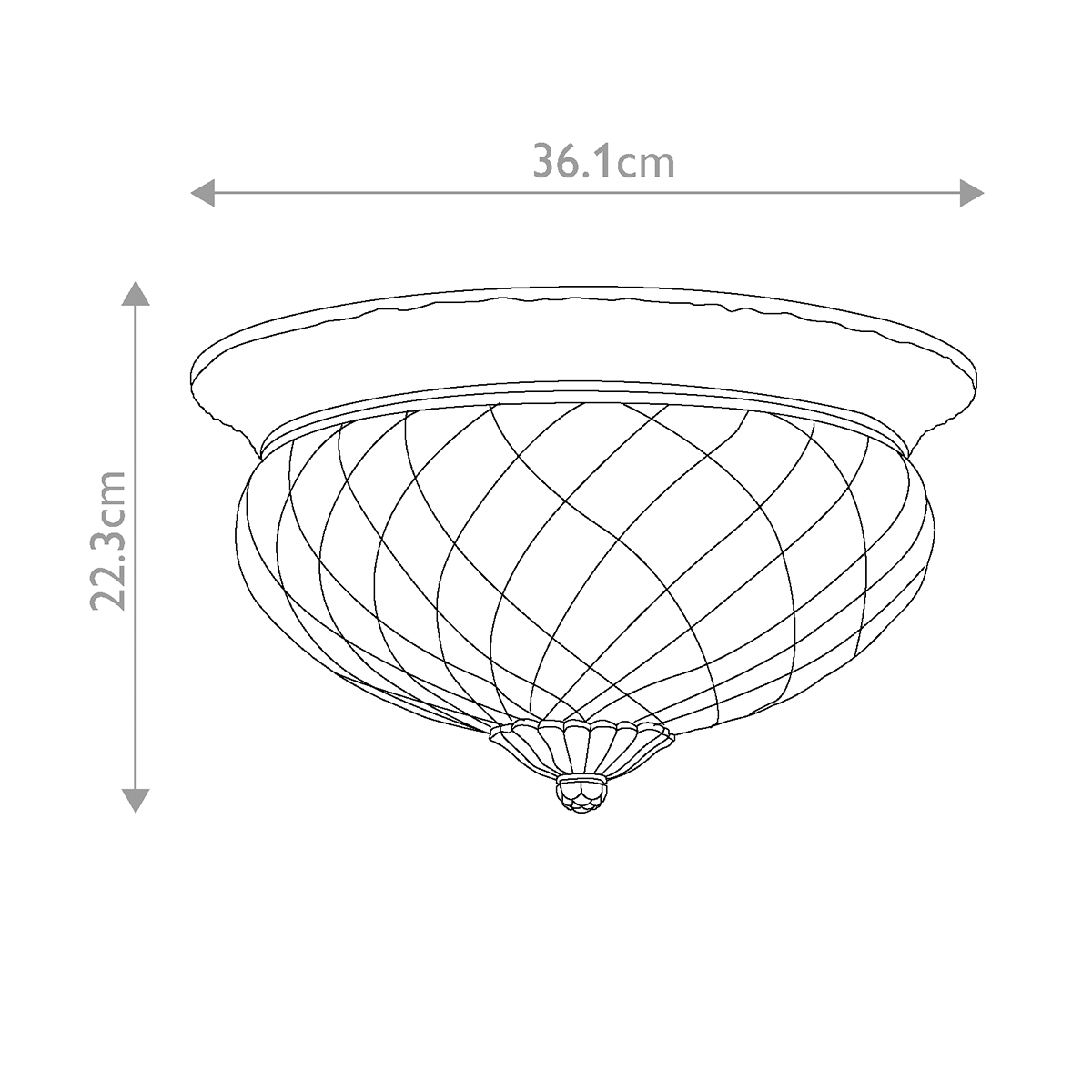 Потолочный светильник цвета латунь с прозрачным рифленым плафоном в форме чаши Hinkley в Самаре