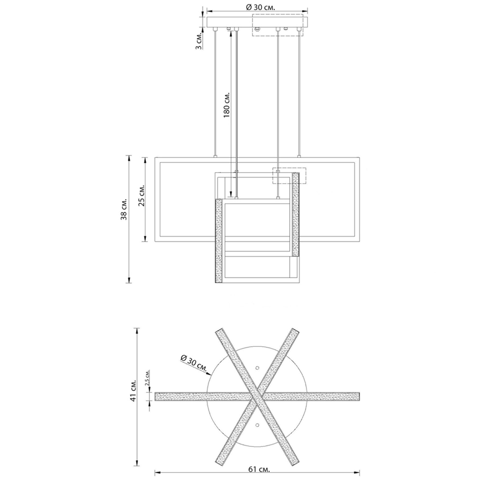 Люстра светодиодная прямоугольная LED Chandelier Rectangular в Самаре