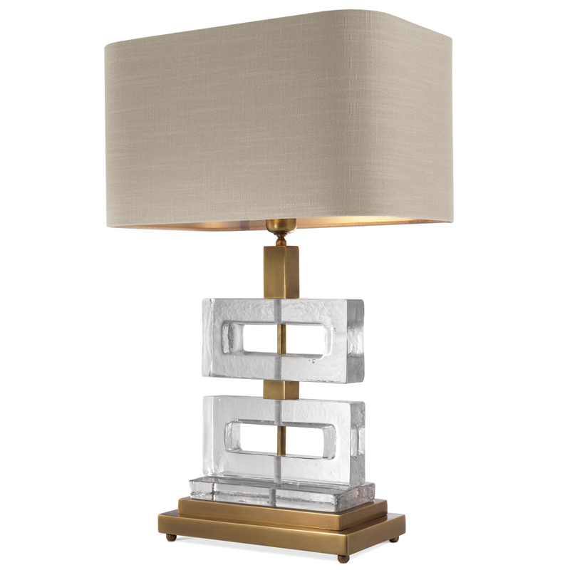 Настольная лампа Eichholtz Table Lamp Umbria Brass Прозрачный Винтажная латунь Бежево-серый в Самаре | Loft Concept 