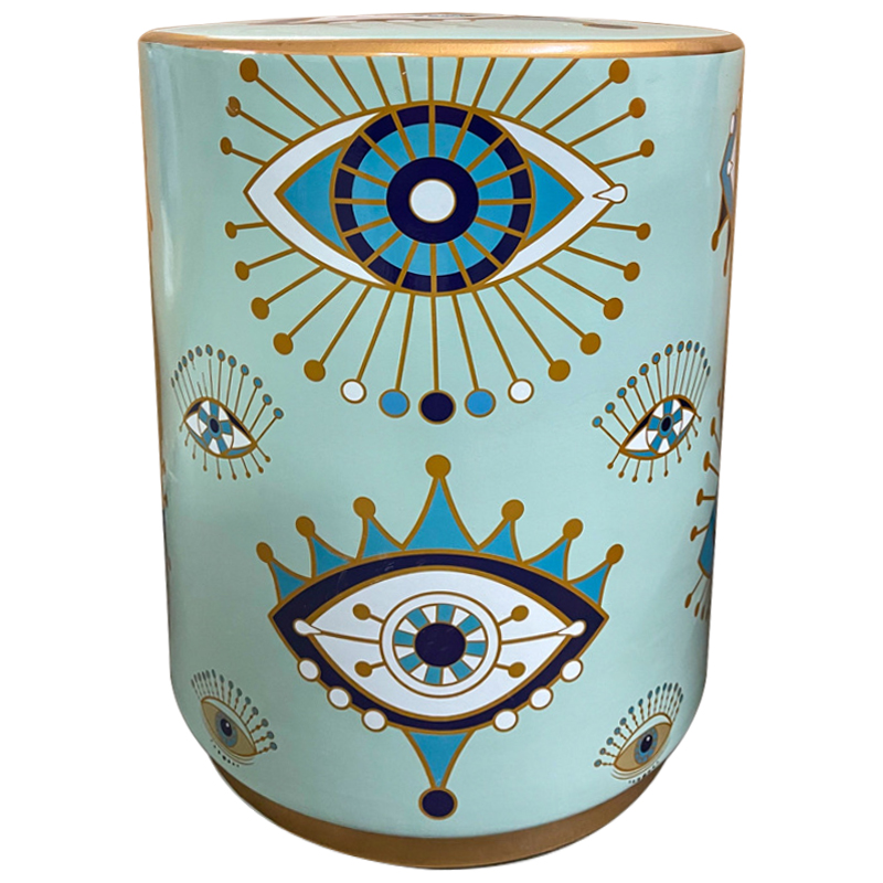 Керамический табурет Eyes Blue Ceramic Stool Голубой Бирюзовый Золотой в Самаре | Loft Concept 