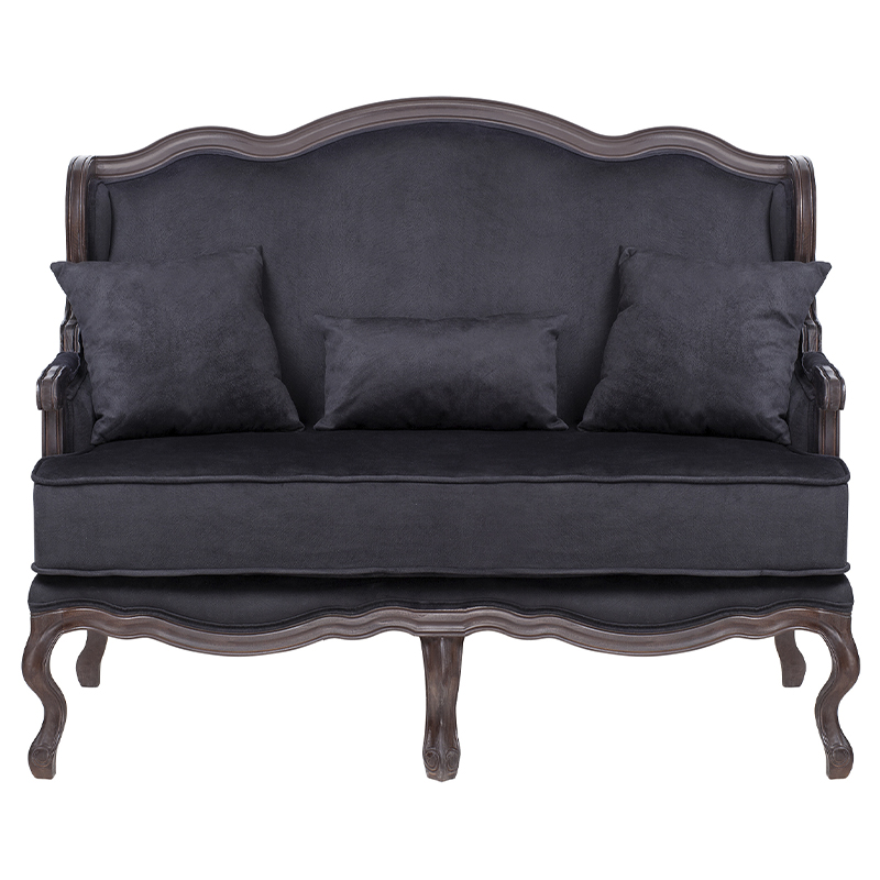 Диван двухместный George Grand Seating black velour Черный Коричневый в Самаре | Loft Concept 