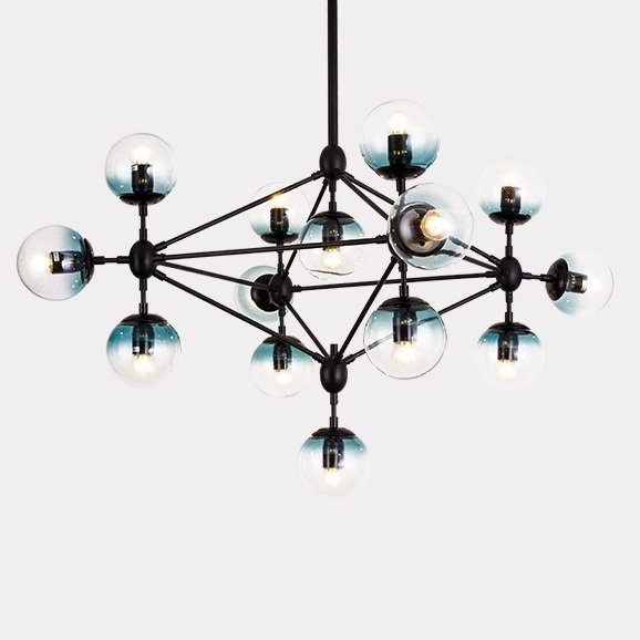 Люстра Modo Chandelier Globes Blue Ambre Black Черный в Самаре | Loft Concept 