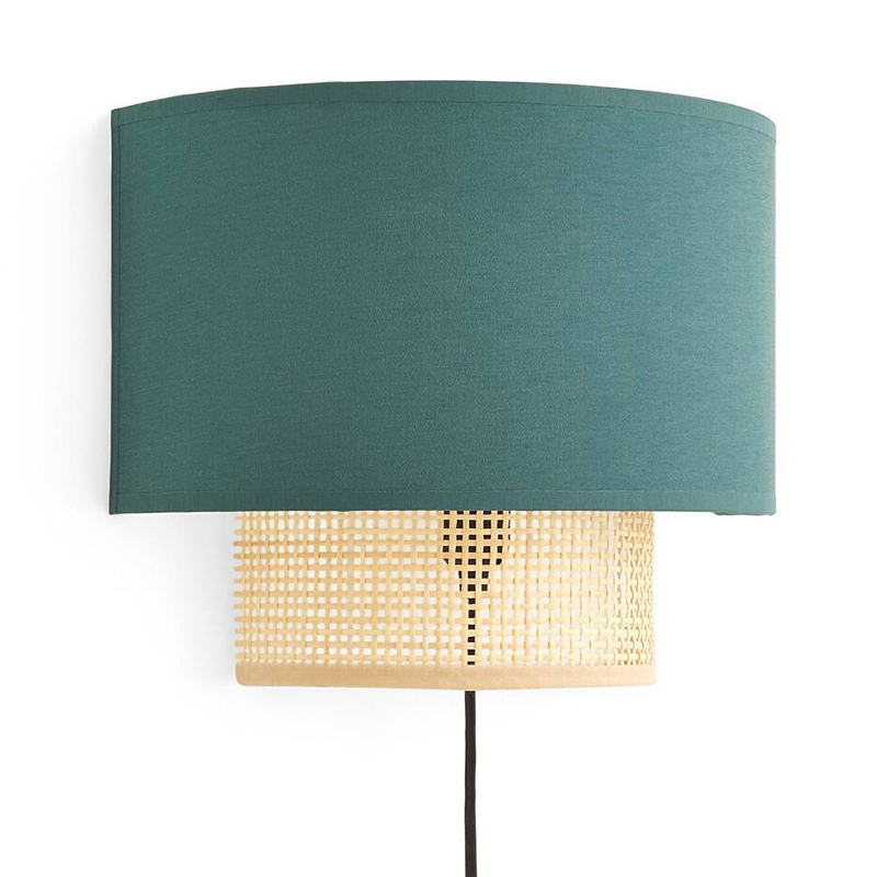 Бра Ottar Wicker Turquoise lampshade Бежевый Бирюзовый в Самаре | Loft Concept 