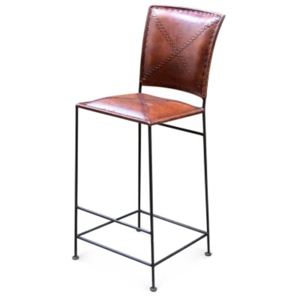 Барный стул Loft Bar stool leather brown Коричневый винтаж Черный в Самаре | Loft Concept 