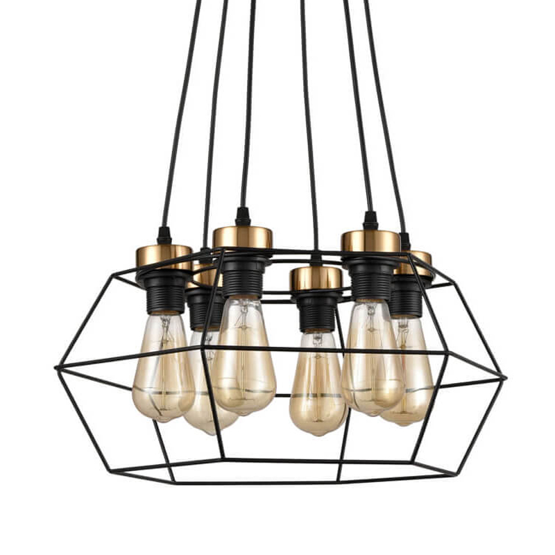 Люстра Loft Wire Cage Black lamp 6 Черный в Самаре | Loft Concept 