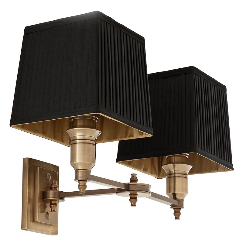 Бра Wall Lamp Lexington Double Brass+Black Латунь Античная полированная Черный в Самаре | Loft Concept 