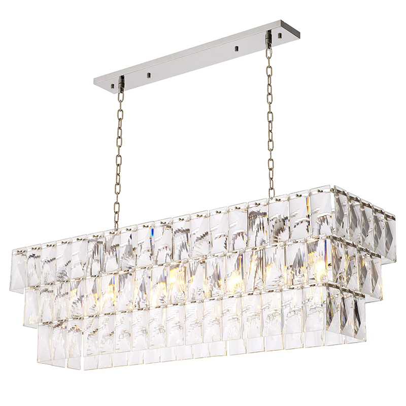 Люстра Eichholtz Chandelier Amazone Rectangular Silver Серебряный Прозрачное Стекло в Самаре | Loft Concept 