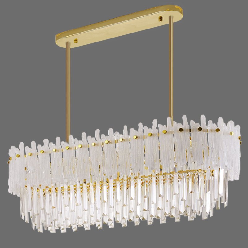 Люстра Murano Glass ICE Chandelier Rectangle Золотой Белый Прозрачное Стекло в Самаре | Loft Concept 