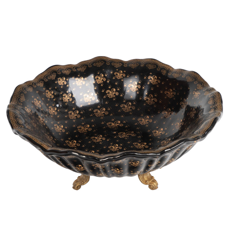 Блюдо черного цвета из фрафора на бронзовых ножках Eden Garden porcelain and bronze Черный Бронза Блюдо черного цвета из фрафора на бронзовых ножках Eden Garden porcelain and bronze Черный Бронза в Самаре | Loft Concept