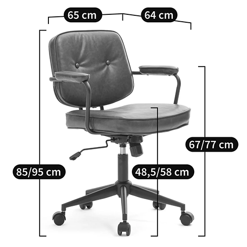 Офисное кресло в винтажном стиле на колёсах Glenn Dark Grey Chair в Самаре