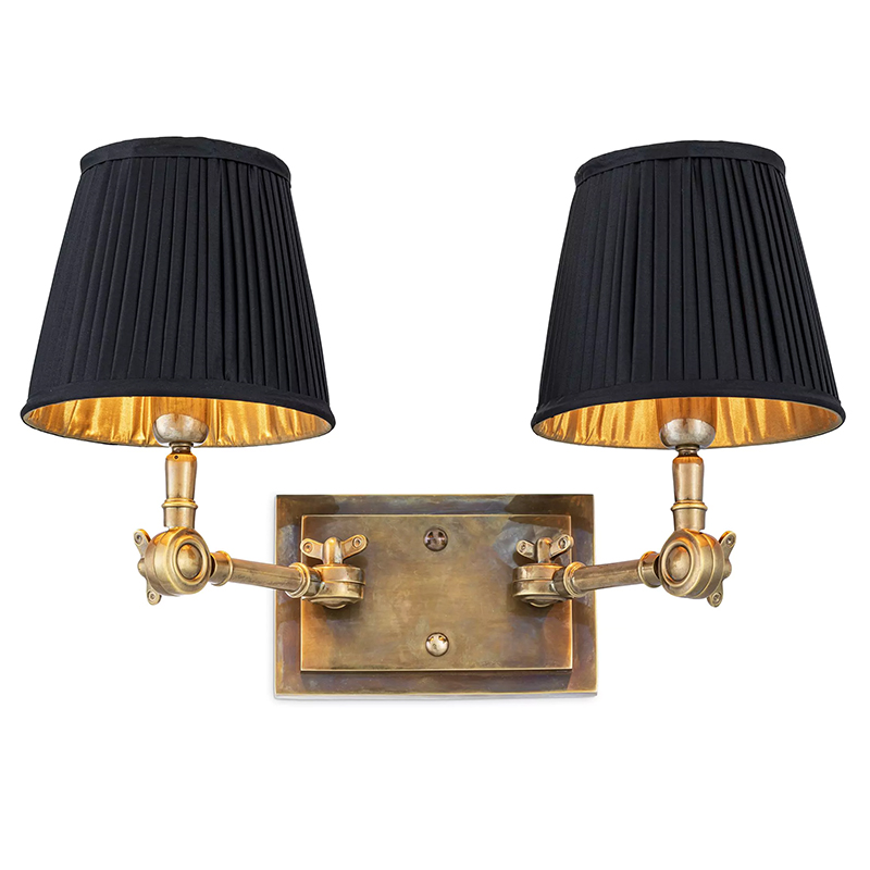 Бра Eichholtz Wall Lamp Wentworth Double Brass Винтажная латунь Черный в Самаре | Loft Concept 