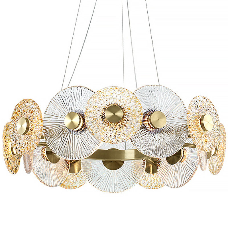 Люстра Clear and Amber Discs Chandelier Латунь Прозрачный Янтарь (Amber) в Самаре | Loft Concept 