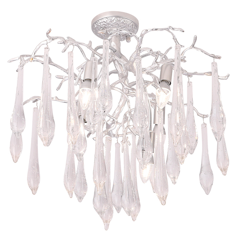 Люстра потолочная с прозрачными стеклянными подвесками в форме капель Droplet Chandelier Золотой Прозрачный Серебряный Люстра потолочная с прозрачными стеклянными подвесками в форме капель Droplet Chandelier Золотой Прозрачный Серебряный в Самаре | Loft Concept