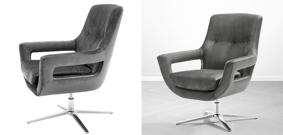 Кресло Eichholtz Swivel Chair Flavio Grey - фото №1