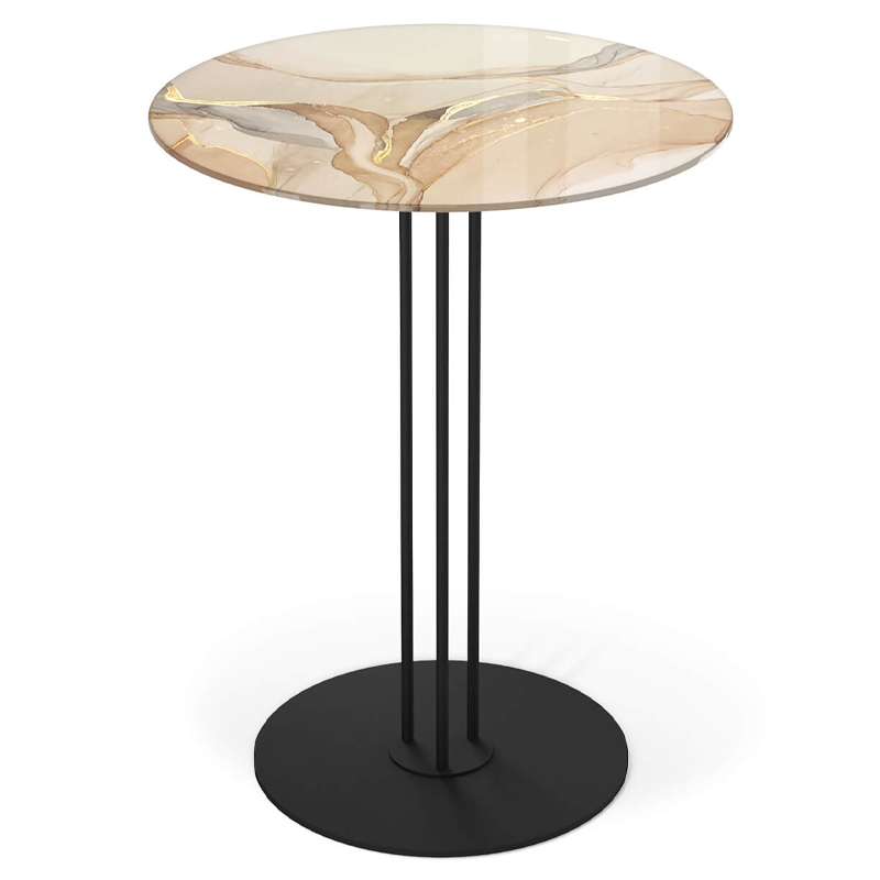 Стол журнальный круглый с бежевой столешницей из стекла Beige Marble Черный Бежевый Золотой Стол журнальный круглый с бежевой столешницей из стекла Beige Marble Черный Бежевый Золотой в Самаре | Loft Concept