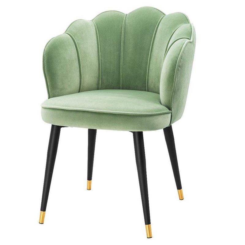 Стул Eichholtz Dining Chair Bristol pistache green Зеленый шалфей Черный Латунь в Самаре | Loft Concept 