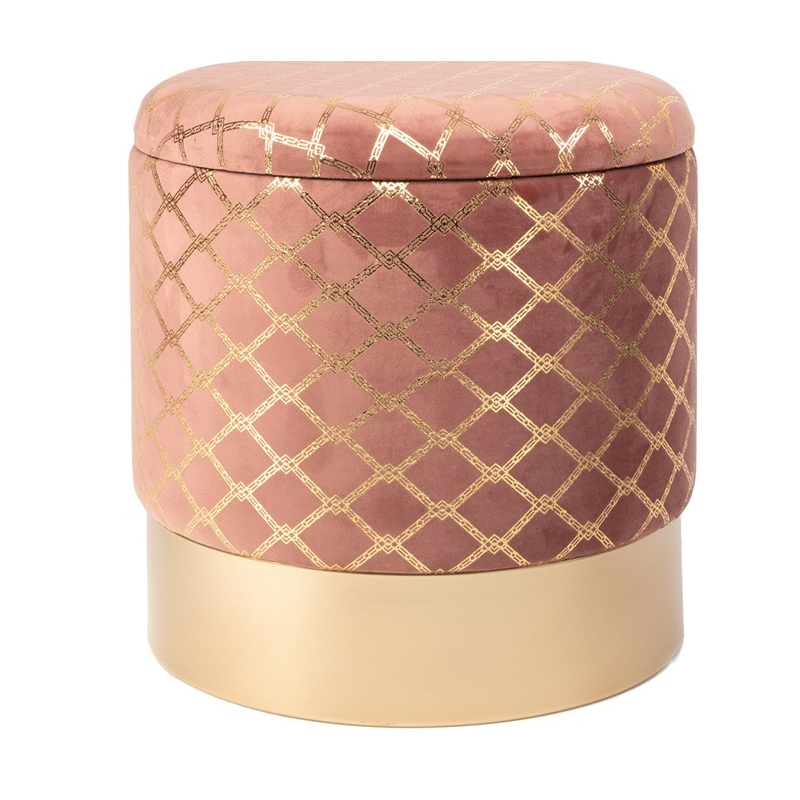 Пуф PUF Upholstery Gold Mesh розовый Розовый (Rose) Золотой в Самаре | Loft Concept 