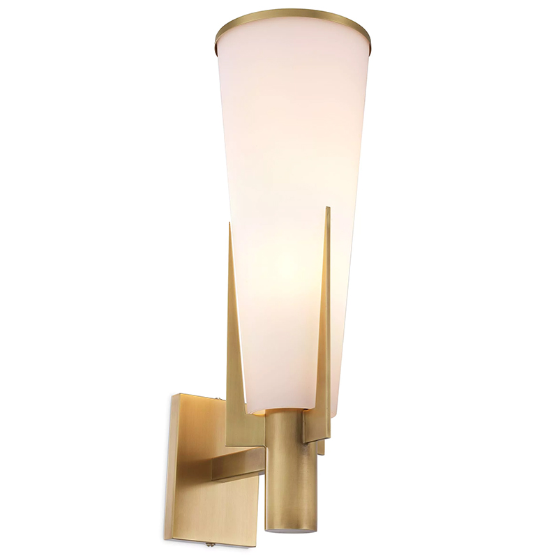 Бра Eichholtz Wall Lamp Dino Brass Латунь Белое матовое стекло в Самаре | Loft Concept 