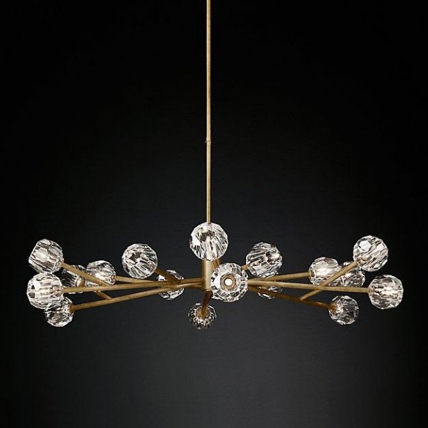 Люстра RH Boule De Cristal Round Chandelier 48 Латунь Черный в Самаре | Loft Concept 