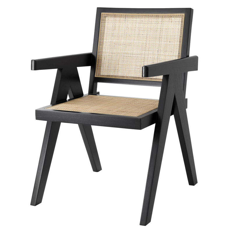 Стул Eichholtz Dining Chair Aristide black Черный Бежевый в Самаре | Loft Concept 