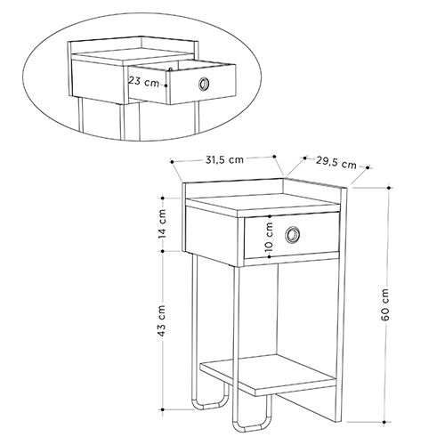 Прикроватная тумба белого цвета с ящиком и открытой полкой SIRIUS NIGHTSTAND RIGHT MODULE WHITE в Самаре