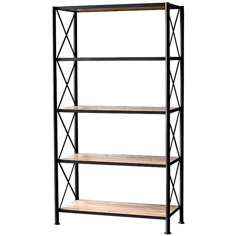 Стеллаж Buckley Industrial Metal Rust Rack Черный Древесина в Самаре | Loft Concept 