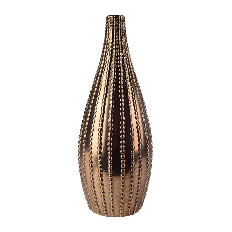 Ваза Ribbed Vase Narrow Throat bronze-gold 38  в Самаре | Loft Concept 