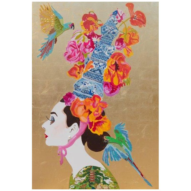 Картина “Audrey with Ming Pagoda Headdress and Parrots” Мульти в Самаре | Loft Concept 