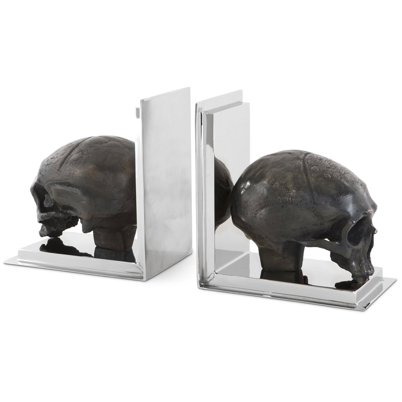 Держатель для книг Eichholtz Bookend Skull set of 2 Никель Винтажная латунь в Самаре | Loft Concept 