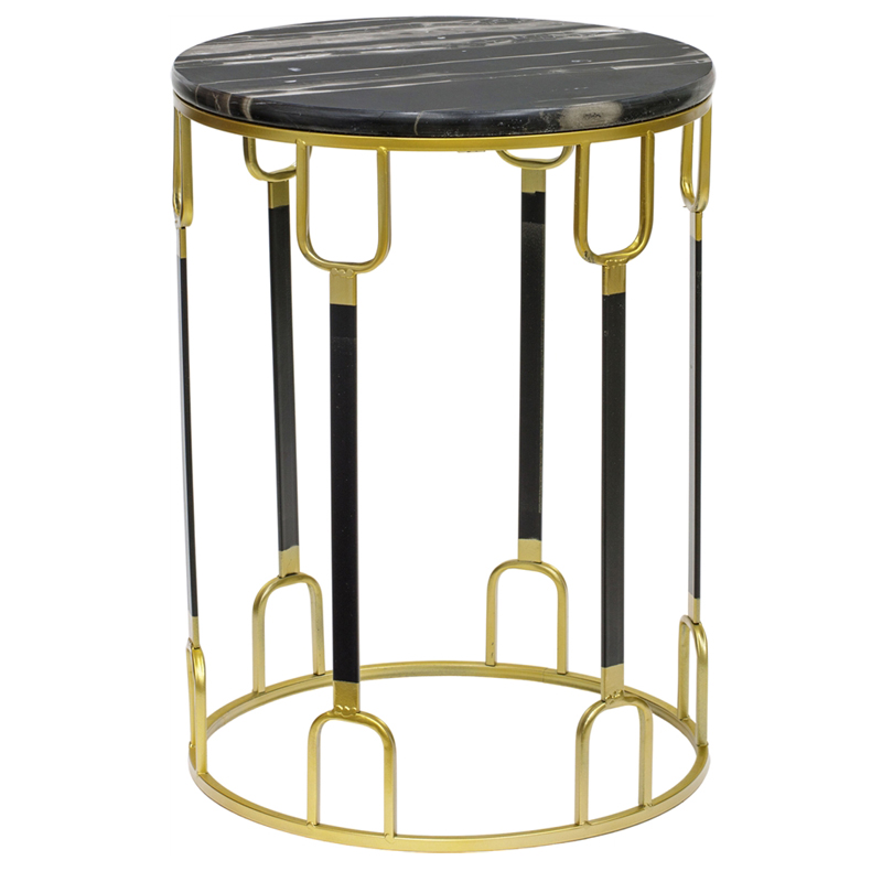 Приставной стол Dorius Side Table black marble high Латунь Черный Черный Мрамор Nero в Самаре | Loft Concept 