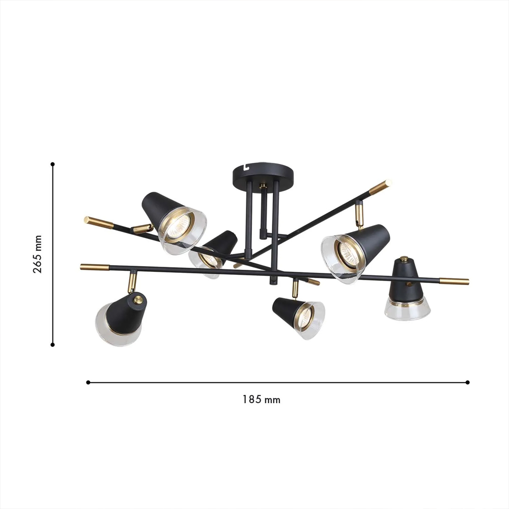 Потолочный светильник с конусообразными плафонами с контрастным сочетанием бронзы и глубоким черным цветом Aurika в Самаре