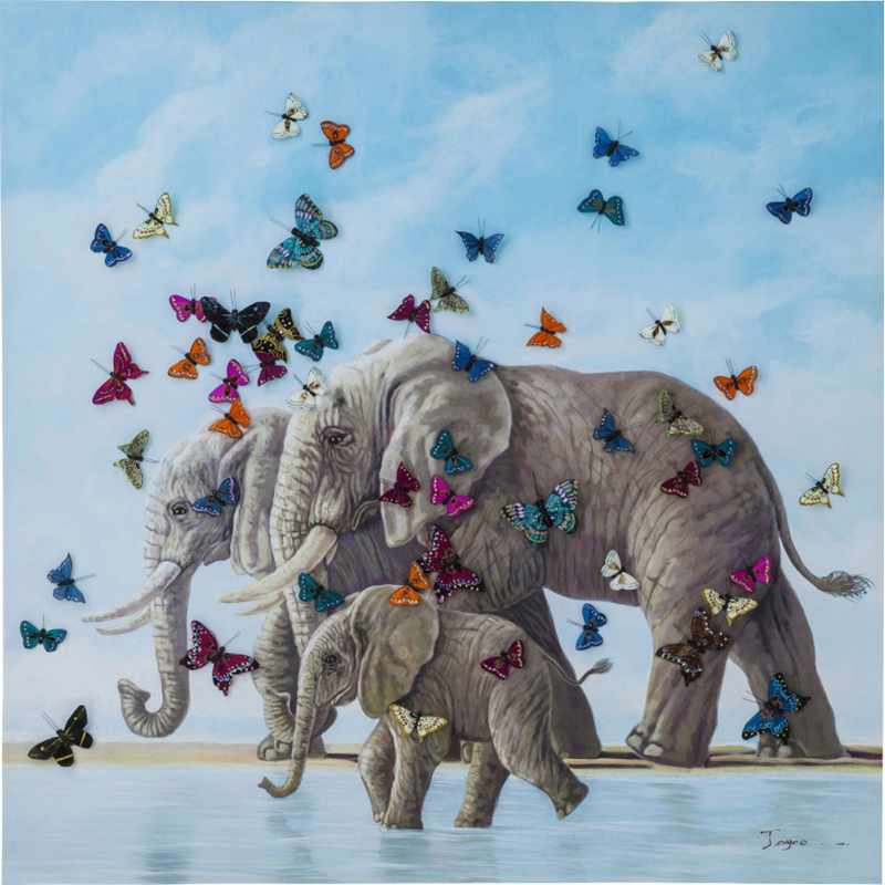 Картина Elephants with Butterflies painting  Мульти в Самаре | Loft Concept 