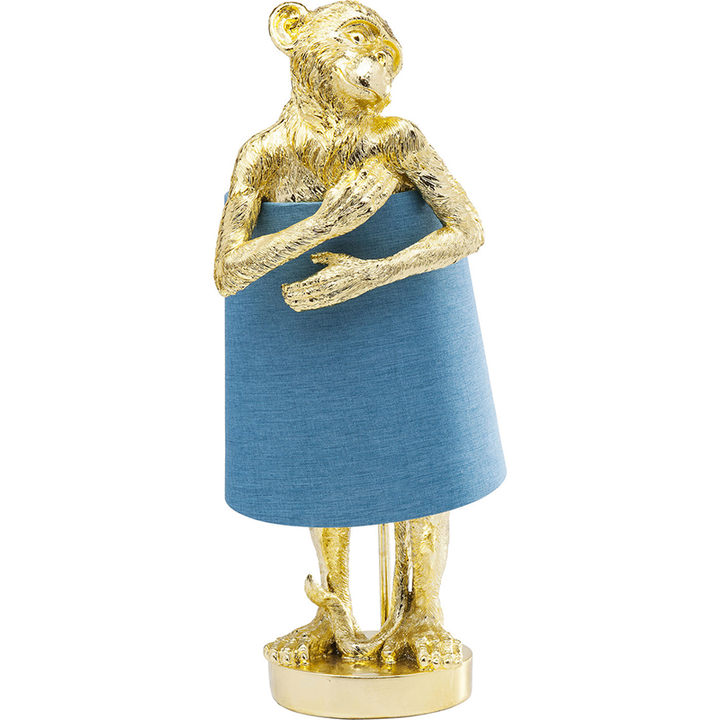 Настольная лампа Golden Monkey Hugging Lampshade Золотой Светло-синий в Самаре | Loft Concept 