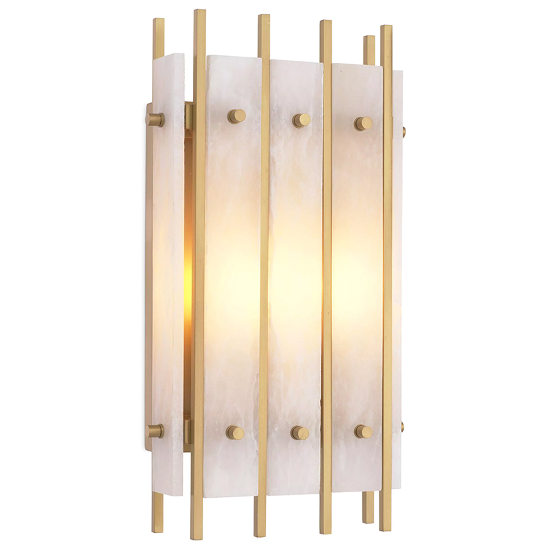 Бра Eichholtz Wall Lamp Sparks S Alabaster Латунь Бежевый Белый Мрамор Bianco в Самаре | Loft Concept 