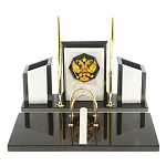 Настольный письменный набор из мрамора и змеевика с гербом России Marble Accessory варинант исполнения - 1 | Loft Concept в Самаре