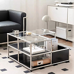 Дизайнерский журнальный стол квадратный с полками Akydy варинант исполнения - 3 | Loft Concept в Самаре