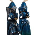 Комплект из 2-х деревянных статуэток Asmat Straw Headdress Statuettes Blue варинант исполнения - 9 | Loft Concept в Самаре