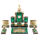 Настольный письменный набор из малахита и долерита с декором в виде герба России Leader Organizer варинант исполнения - 1 | Loft Concept в Самаре