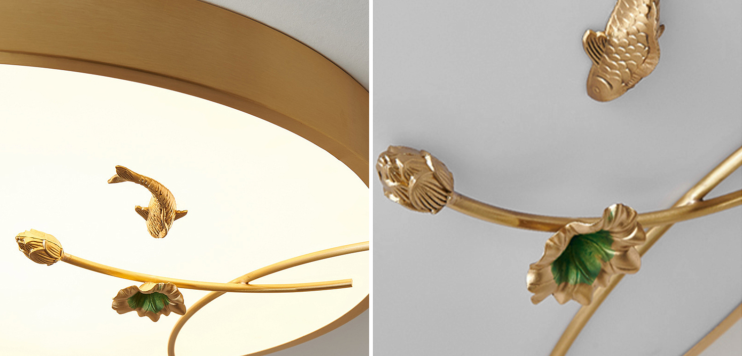 Круглый потолочный светильник Gold Fish Round Ceiling Lamp Золотой Круглый потолочный светильник Gold Fish Round Ceiling Lamp Золотой - Loft-Concept в Самаре