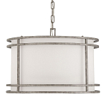 Подвесной светильник в виде барабана с тканевым абажуром и металлическим каркасом Warm Glow варинант исполнения - 3 | Loft Concept в Самаре